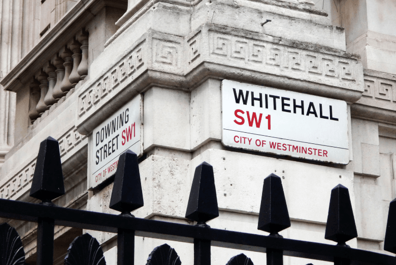 UK Whitehall sign for the street 